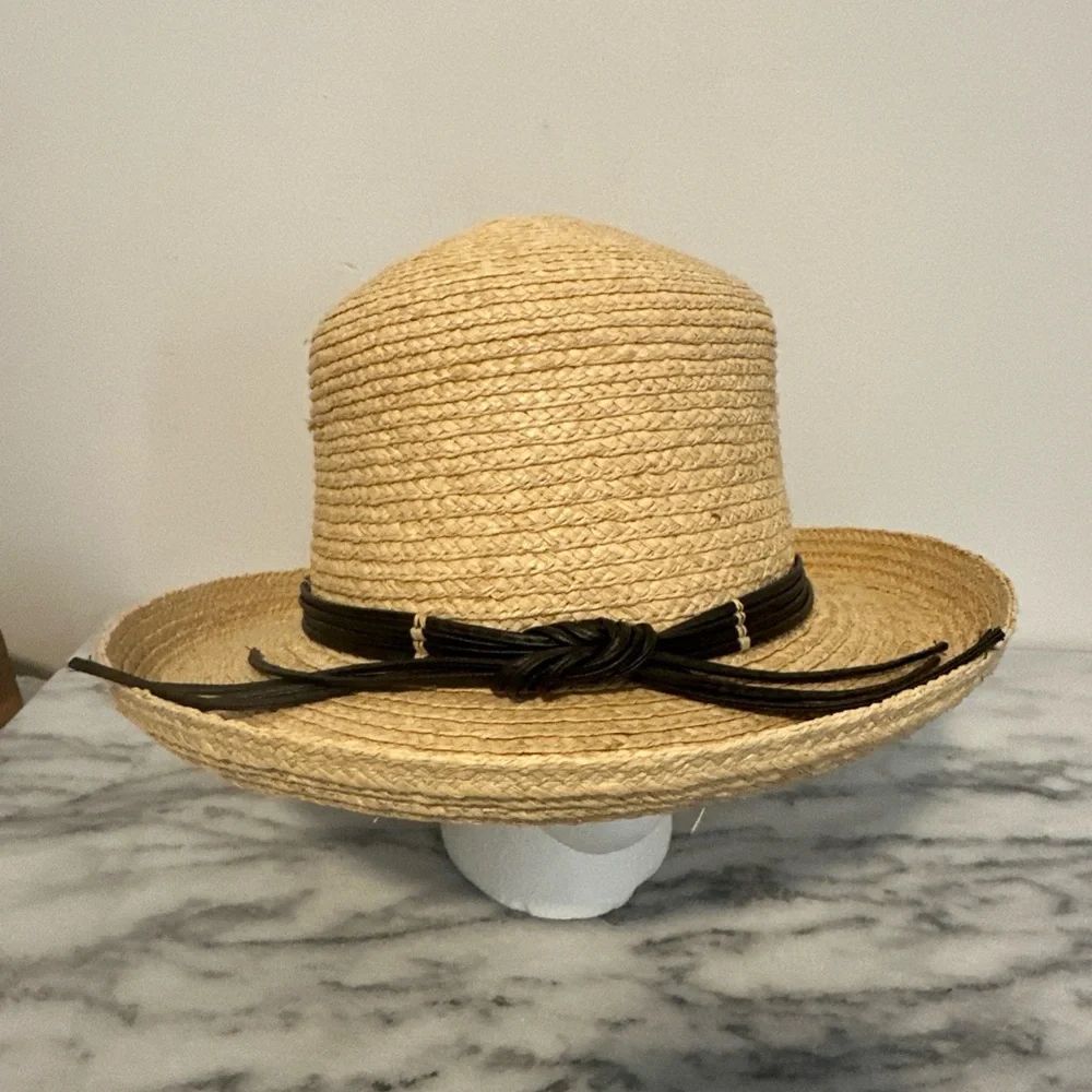 Flora Bella Tan Straw Hat with leather Band